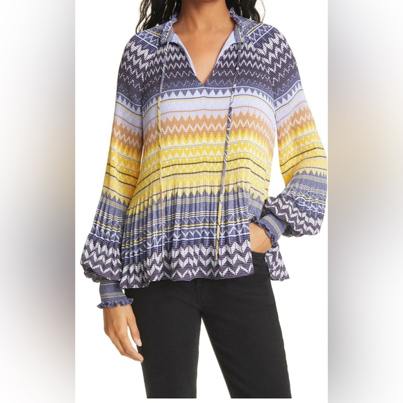 Ted Baker London Deliie Geo Print Blouson Sleeve Top - Picture 7 of 16